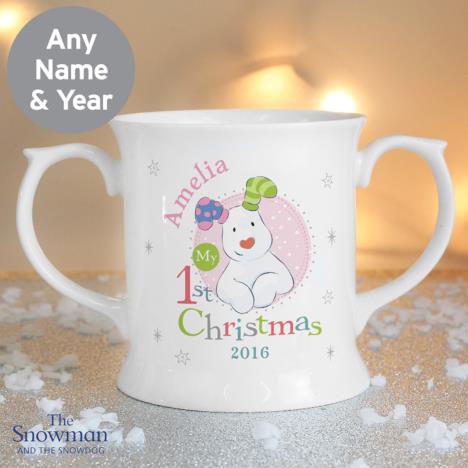 Personalised The Snowdog My 1st Christmas Pink Loving Mug Extra Image 1